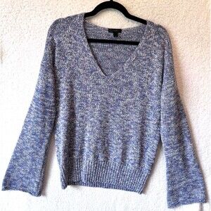 J. Crew‎ Flared Sleeve Marled Swing Sleeve Medium Knit Sweater Blue